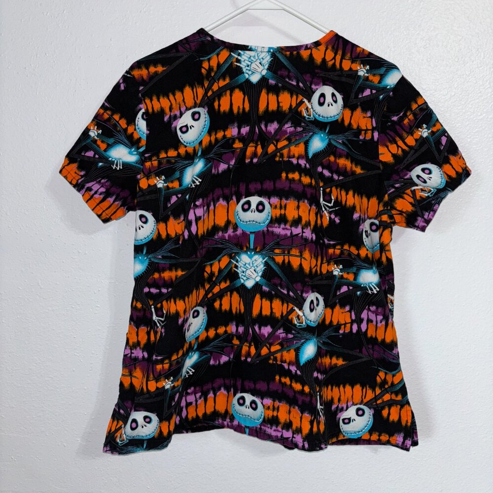 Disney Nightmare Before Christmas Jack Skellington Scrub Top L Halloween Tie Dye - Picture 2 of 5